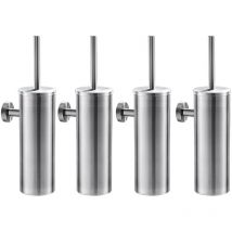 Auralum - 4pcs Brosse de Toilette avec Porte-balai wc Mural Inox Salle de Bains Toilettes
