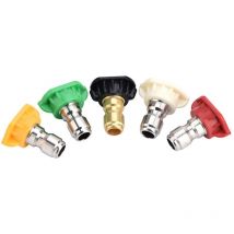 5Pcs Buse De Nettoyeur Haute Pression, Plusieurs Degrés En Laiton/Acier Inoxydable, Se Relient Rapidement Aux Pièces De Rondelle De Haute Pression De