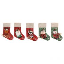 Confezione da 5 calze di Natale Babbo Natale Alce Albero Pupazzo di neve Pinguino Calzini regalo Decorazioni per feste Sacchetti regalo