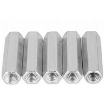 5pcs M10 crou Long Tige En Acier Au Carbone crous Hexagonaux De Couplage crous Hexagonaux Douille crou Fixations Filetes (M1040)
