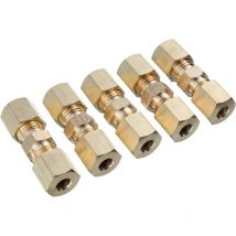 Tiga - 5PCS Raccord de compression en laiton connecteur droit 3/16'' union de conduite de frein hydraulique