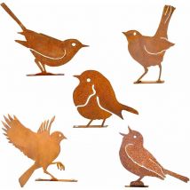 5pcs Rusty Birds with Screws Birds Garden Silhouette Decoration Decor Rusty Metal Garden Yard Art Metal Birds Bird Ornaments Patio Yard Landscape