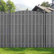 Neu.holz - 5 Pièces de Clôture Barrière Brise Vue Brise Vent Bois Composite wpc Demi-cercle Arrondi Gris 185 x 932 cm