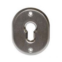 5PZ bocchette ovali in ottone cromo satinato per cilindri sagomati - MM.70X90H. spessore MM.4