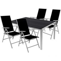 5tlg Gartenmöbel Set Alu Polywood 180x90cm Hochlehner -M726843+4xMMC5000S