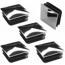 5x Bouchon de tube carré embout rentrant tuyau chromé brillant meuble pied capuchon, 16 x 16 mm