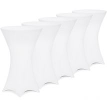 5x Fitted High Bar Cocktail Table Cloth Covers SPANDEX Lycra Stretch Wedding 5er Set Ø70 cm / weiß (de)