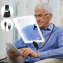 5X Grande Loupe de Lecture avec Lumière, Rechargeable Lampe Loupe Mains Libres avec Col de Cygne Flexible, 25,7x18,7cm Lentille Ultra Claire,