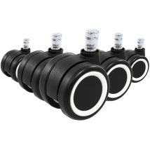 5x Hartbodenrollen Rolo Color 60 11mm / 60mm Büro-stuhl-rollen Für Hartböden (5er Pack) Schwarz/weiß