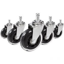 5x Hartbodenrollen Rolo Skate 11mm / 75 Mm Büro-stuhl-rollen Chrom Transparent (5er Pack)