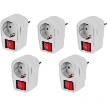 5× Kestek Schutzkontakt‐Zwischenstecker mit beleuchtetem Schalter, allpolig 16 A