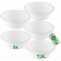 Novaliv - 5x Aufbewahrungsschüssel 5x Spülschüssel Rund Farbe Weiß