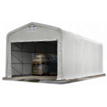 5x10m hangar Toolport porte 4,1x2,5m, toile pvc 850 n gris avec statique (type de sol : terre)