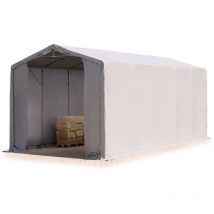 Toolport - 5x10m hangar PRIMEtex pvc 2300 n gris, h. 4m avec portes à fermeture Eclair, avec statique (type de sol : terre)