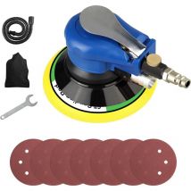Gotrays - 6' Air Random Orbital Sander Dual Action Pneumatic Palm Sander with Speed Regulation with 7 Pcs of Sand Paper