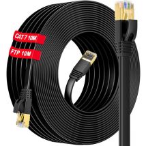 Rqiurpn - Cat 7 10m Câble Ethernet Blindé, RJ45 10m Câble Internet Haut Débit Plat 10M Câble RéSeau -10Gbps 600Mhz -s/ftp Résistant aux Intempéries