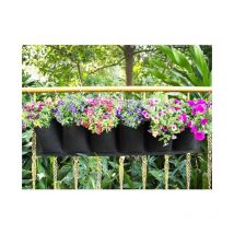 6 bolsillos (negro) plantación vertical ac, bolsa de planta de pared de jardín macetero colgante balcón maceta colgante flor interior al aire libre