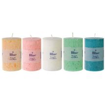 6 Bougie Grand Cylindre Couleur Boreale Assortie - Blue
