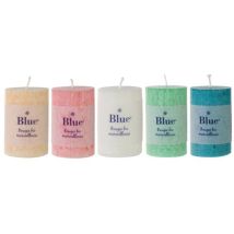 6 Bougie Petit Cylindre Couleur Boreale Assortie - Blue