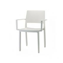 Scab Design - Fauteuil design, 4 Chaises accoudoirs jardin Kate Blanc en Plastique