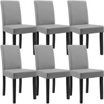 [en.casa] - Kit de 6 Chaises Bois Cuir-synthétique 90x42x48 cm gris clair