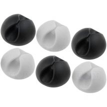 6 Clips serre-cable - adhesifs - noir et blanc