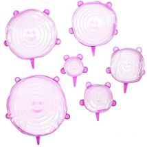 6 coperchi in silicone rosa