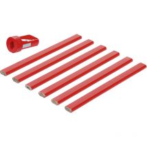 6 crayons de menuisier charpentier 175 mm avec taille crayon