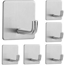 Handtuchhaken Selbstklebend Ohne Bohren, Wasserdicht Edelstahl Wandhaken Bademantelhaken Haken für Bad WC Küche, Silber