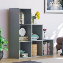 Home Discount - Durham 6 Cube Bookcase Staircase Shelf Wooden Display Storage Rack Free Standing Shelf Unit, Grey-0-Baskets