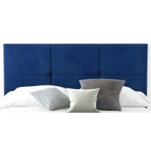 6-Cube Plush Velvet 6ft Super King 20' Headboard - Blue