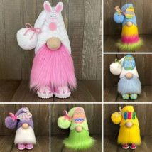 6 Décoration de Pâques Fournitures Poupée sans visage Gnome Lapin Gobelin Figurine Ornement