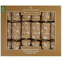 Harvey&mason - 6 Eco-Friendly Christmas Crackers White Print Mistletoe Xmas Card Recyclable