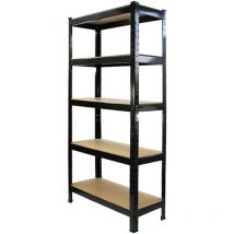 6 Estanterías T-Rax de Acero Sin Tornillos Negras Sistema de Montaje de Estanterías sin Tornillos de Metal y mdf 75cm x 30cm x 150cm 150KG Capacidad