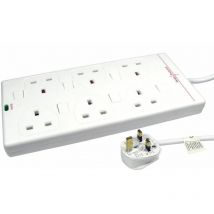 6-fach Uk-steckdose 2m Weiß