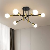 6 Flammig Moderne Deckenleuchte E27 Eisen Deckenlampe Flurlampe Für Wohnzimmer Esszimmer Küche Bars - Ohne Leuchtmittel (schwarz)