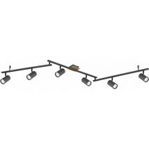 Etc-shop - 6 flammige Deckenleuchte Spotleuchte Holzoptik Deckenleuchte schwenkbar, skandinavisch, Metall Graphit, 6x GU10 Fassungen, HxLxBxD