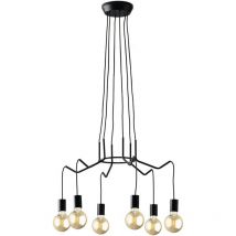 6 flammiger led Kronleuchter Ø66cm Schwarz - minimalistisch moderne Spinnenlampe