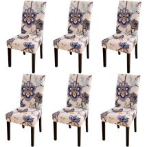 Blue Dream - 6 fundas elásticas para sillas, lavables y extraíbles, para comedor, estilo moderno, para bodas, hoteles (amapola)