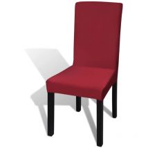 Housses de chaise élastiques droites 6 pcs Bordeaux