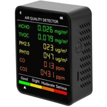6-in-1 Pm2,5 Pm10 Hcho Tvoc Co Co2 Multifunktionaler Luftqualitätsdetektor Co Kohlendioxid Formaldehyd Lcd-monitor Großer Bildschirm Tragbarer 