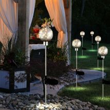 Etc-shop - Lot de 6 lampes à boule led décoration solaire éclairage extérieur jardin cour chemin piquets au sol