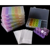 Pack 28 Grilles Diamant Peinture Boîte De Rangement 5D Diamant Peinture Accessoires Boîte De Rangement pour Broderie Diamant, Diamants à Ongles,