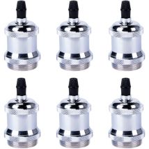 6pcs Rétro Douille d'ampoule E27 Edison led, Vintage Industrial Adaptateur de Lampe Spiral Support 110-220V pour Plafonnier Lustre Applique - Argent