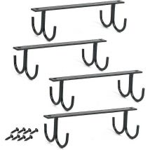 6 Pack Mug Holder Rustic Under Cabinet Mug Organizer Rack Cup Shelf With 12 Hanging Hooks For Mugs Coffee Cups Beer Glass And Kitchen Utensils Disp