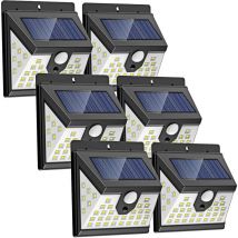 Aougo - 6 Pack Solar Powered Outdoor pir Motion Sensor Lights 40 led Motion Sensor Lights 3 Modes Waterproof Garden Lights Black
