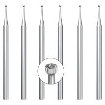 Tlily - 6 Pcs 1.2mm Round Cup Burr - 3/32inch Shank Wire Rounder Bits Jewelry Burs for Lapidary Making
