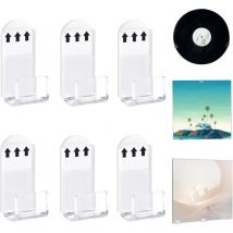 6 Pcs Accroche Vinyle Mural,Porte Vinyle Mural,Support D'affichage Mural pour Disque Vinyle sans vis,Support de Disque Vinyle en Acrylique