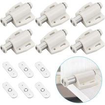 6 pcs Loqueteau Magnétique à Pression Loquet Aimanté en Plastique Loquet Magnétique à Fermeture Douce pour Porte Cabinet Tiroir Placard Coulissante