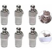6 Pcs Médaillon Collier Chien en Fer Nickelé Identification Chat avec Papier d'Etiquette d'Adresse Pendentif Chien Personnalisé Anti-Perte